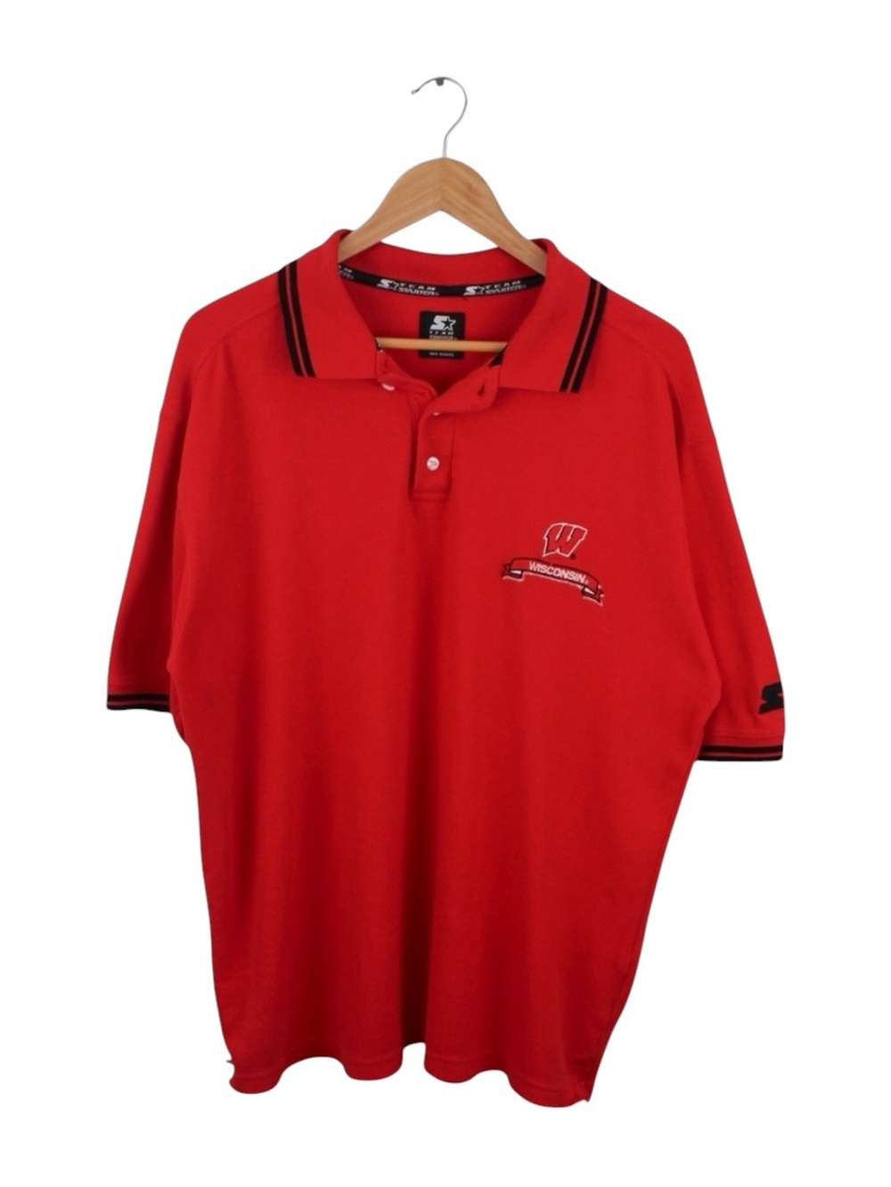 Vintage Wisconsin Badgers Starter Polo Shirt Mens L Red NCAA College Team